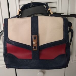 Vintage Suiteblanco Red Blue White Handbag Purse Expandable Sides